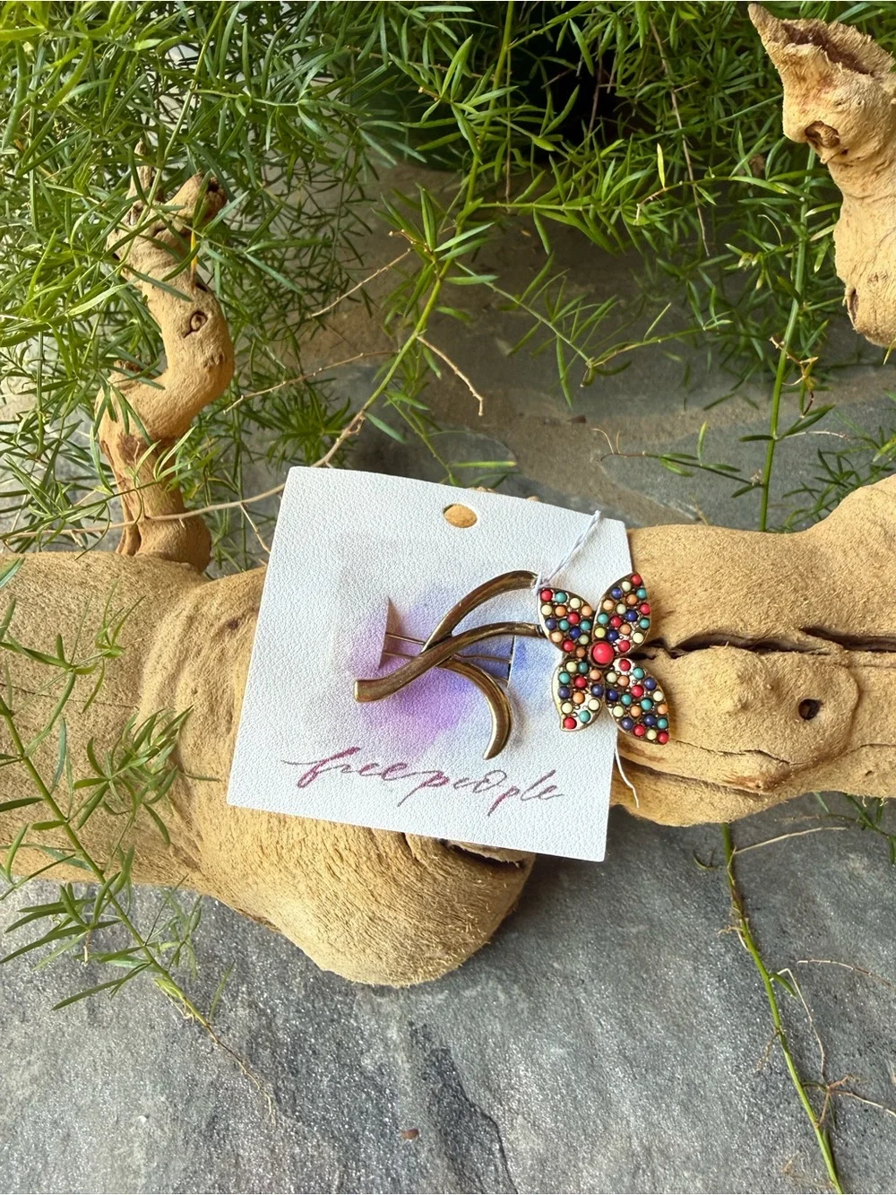 New🌟Free People Multicolor Beaded Butterfly Hair Clip